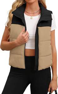 <b>Women's</b> Short Puffer <b>Vest</b> Stand Collar Eco-Friendly Casual Jacket Jogging Fashion <b>White</b> Duck Sports <b>Vest</b> - Product Image 3