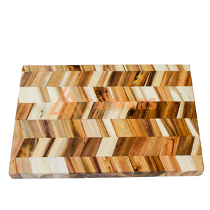 Tabla de bambú rectangular para cortar y servir en espiga de Acacia con asas insertadas para picar carnes - Product Image 1