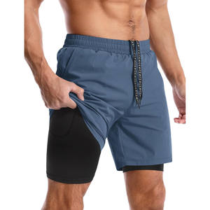 Pantalones cortos de malla atléticos personalizados con forro de compresión bolsillo para teléfono estilo deportivo para entrenamiento deportes Fitness gimnasio correr Jogging - Product Image 1