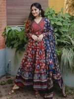 Conjunto de Kurti Anarkali Tradicional de Invierno con Bordado Indio, Salwar Kameez de Tela de Algodón, Diseño Pakistaní, Ropa Étnica para Fiesta