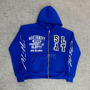 Sweat à capuche à fermeture éclair imprimé numérique avec logo personnalisé 100% sweat à capuche unisexe respirant écologique en molleton de coton - Product Image 6