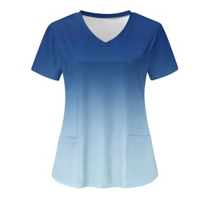Ensemble d'uniforme d'infirmière en tissu tissé élasthanne pour femme, avec haut à manches courtes et col en V et pantalon jogger, pour usage hospitalier, détection d'aiguilles - Product Image 3
