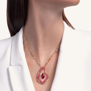 Collar con Colgante de Diamantes y Zafiro Rosa Dorado, Corte Marquesa, Joyería Floral para Regalo de Boda o Fiesta - Product Image 3