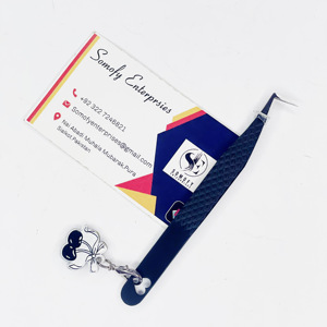 Pince à cils antistatique durable en acier inoxydable à pointe de fibre de 90 degrés avec breloques en forme de cerise - Product Image 5