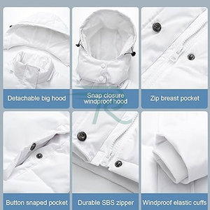 Razorts International Women Puffer Jacket Waterproof <b>Quilted</b> Full Sleeve Stand Collar Detachable Hood Autumn Coat - Product Image 5
