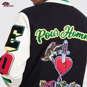 Veste d'hiver unisexe taille XL pour hommes haute qualité laine soie décontractée collège baseball universitaire support personnalisé chenille broderie - Product Image 4