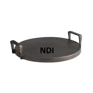 Plateau de serveur de nourriture de qualité durable plateau en métal personnalisé plateau de service de décoration de Table de dîner de finition enduit de poudre noire - Product Image 4