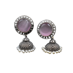 <b>Hot</b> Selling Best Design Fashionable Jewelry Silver Look Alike <b>Stone</b> Stud Jhumka Earring Jewelry for Girls and Women - Product Image 5