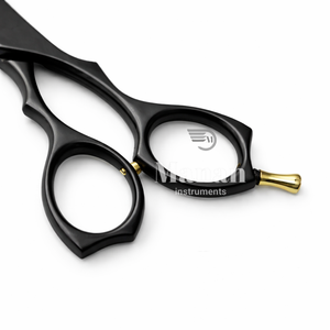 Ciseaux de coiffure professionnels noirs mats de luxe avec vis dorée pour les stylistes de salon - Product Image 3