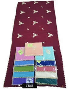 Longue écharpe/châle en voile de coton brodé de fleurs et de strass, tissu d'été respirant 100 % coton, style africain pour usage quotidien - Product Image 5