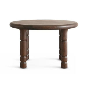 Juego de Mesa de Comedor Redonda Moderna de Madera Maciza con Acabado Natural, Impermeable y Duradera, para 4-10 Personas, Muebles de Comedor para Hogar y Hotel - Product Image 1