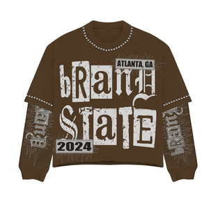 High Quality <b>Men's</b> Acid Wash Graphic Boxy Waffle Hip Hop Distressed <b>Tshirt</b> 100% Cotton Terry Double Layer Oversized <b>Long</b> Sleeve - Product Image 3