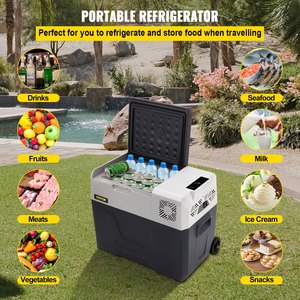 VEVOR <b>12V</b> Car Refrigerator 30L Portable <b>Freezer</b> with Wheels Handle Single Zone -4F 68F Electric Powered 45dB Quiet Hotel Travel - Product Image 2
