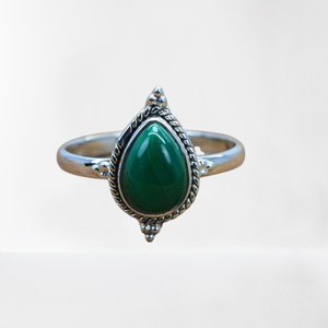 925 argent Sterling élégant en forme de poire Malachite pierres précieuses Sippner bague solide pierres précieuses bague bijoux fins bague en argent pour cadeau - Product Image 1
