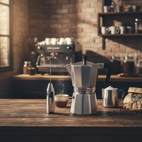 Coffret Cadeau Classique Chinois WS : Cafetière Moka en Aluminium pour Barista à Domicile, Logo Personnalisé, Vente en Gros
