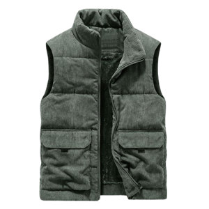 <b>Men</b> Outdoor Casual Stand Collar Padded <b>Vest</b> Coat Thick <b>Fleece</b> Lined Sleeveless Jacket Winter Warm Ribbed Quilted <b>Vest</b> - Product Image 3
