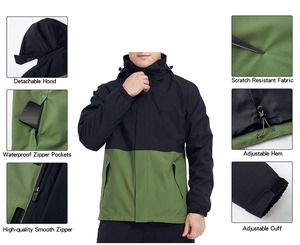 Abrigo de invierno para hombre, chaqueta de esquí al aire libre impermeable para deportes de montaña, forro polar cálido, lona, cierre de cremallera, bolsillo frontal - Product Image 3