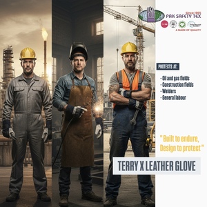 Gants de travail en cuir fendu avec dos en tissu éponge et manchette collée Gants de sécurité résistants à la chaleur et à la perforation pour la construction et le soudage - Product Image 6