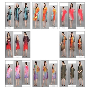 ชุดเดรสผ้าชีฟองโพลีเอสเตอร์คอตตอนสีพื้นทรงคาฟตัน แขนสั้น ผ้าทอเอวธรรมชาติ - Product Image 6