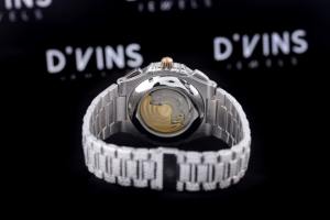 Fashion Hip Hop Stylish Unisex <b>Wrist</b> Watch Lab Grown Diamond VVS Clarity Quartz Movement Glass Dial Yellow Gold Leather <b>Band</b> - Product Image 5