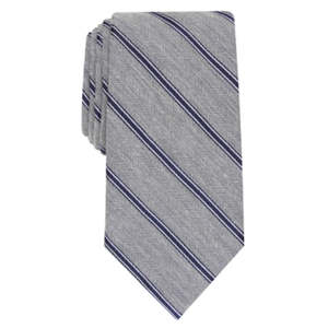 Cravatta da uomo in misto seta a righe, stile classico, grigia, taglia regolare, per Club Room - Product Image 1