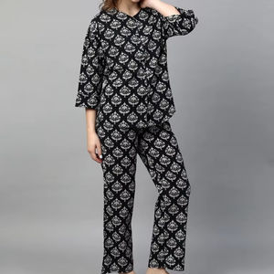 Hand Block Cotton Pajama Set Unisex Summer PJ Set Beautiful Cotton with Soft Feature for Bride <b>Groom</b> Matching Indian Cotton Set - Product Image 1