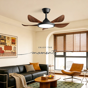 Ventilateur de plafond LED de style vintage avec télécommande, moteur DC, 5 pales, 6 vitesses, intensité variable, faible bruit pour salon/salle à manger/chambre - Product Image 3