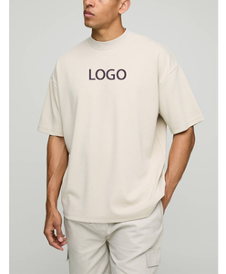 T-shirt en coton pour homme, taille américaine, à épaules tombantes, respirant, avec logo brodé, imprimé graphique, lourd, en molleton de luxe - Product Image 1