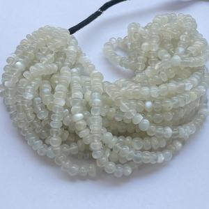 4mm 6mm pierre de lune blanche naturelle lisse Rondelle perles brin chaîne fabrication de bijoux bracelets colliers semi précieux maintenant - Product Image 2