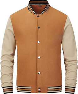 2025 Unisex de talla grande chaqueta universitaria de lona a la moda con logotipo personalizado soporte liso Letterman venta al por mayor chaqueta de hombre en blanco - Product Image 1