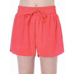 Venta al por mayor verano personalizado pantalones cortos de sudor cordón dos bolsillos laterales mujeres transpirable Casual sólido mujeres bermudas - Product Image 1