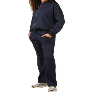 Women Casual Winter Zipper Tracksuit Set Breathable Quick Dry Bomber Oversized Baggy Loungewear Solid Pattern 2026 - Product Image 5