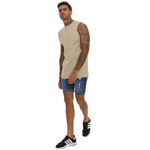 Haute qualité Hip Hop vêtements Gym sans manches T-Shirt épaule tombée sans manches T-shirt emmanchure hommes sans manches Gym T-shirts - Product Image 4