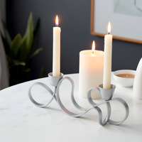 Candélabre de luxe à 3 bras, fait main, moderne, en métal argenté durable, triple pilier, pour centre de table, événements et Noël