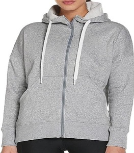 Sudadera con capucha y cremallera completa de lana para mujer, sudaderas de manga larga con cordón, ropa con bolsillo, stock al por mayor disponible - Product Image 2