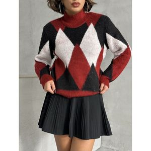 Suéter de Punto Estampado para Mujer TOPSHOW - Jersey Cómodo de Manga Larga con Mezcla de Acrílico, Poliéster y Elastano - Product Image 4