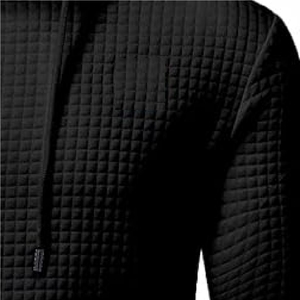 Sweat à capuche noir de qualité supérieure, élégant et chaud, en polaire, pour l'hiver, avec cordons de serrage ajustables - Product Image 5