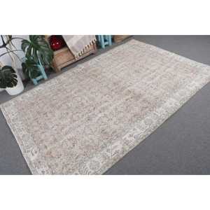 พรมวินเทจตุรกีขนาด 5.3x8.2 ฟุต พรมขนาดใหญ่ พรมสีขาวไล่เฉด - Product Image 4