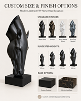 Sculpture de tête de cheval abstraite moderne personnalisée en fibre de verre, grande statue animale en PRV, art en résine pour hôtel, bureau de vente, décoration intérieure