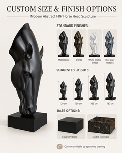 Sculpture <span class=keywords><strong>de</strong></span> tête <span class=keywords><strong>de</strong></span> <span class=keywords><strong>cheval</strong></span> abstraite moderne personnalisée en fibre <span class=keywords><strong>de</strong></span> verre, grande statue animale en PRV, art en résine pour hôtel, bureau <span class=keywords><strong>de</strong></span> vente, décoration intérieure - Product Image 5