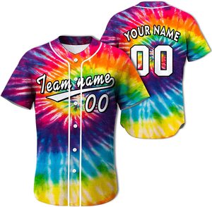 Camiseta de Béisbol con Botones y Estampado Tie Dye, Camiseta Deportiva Sublimada de Manga Corta para Béisbol y Sóftbol, Uniforme de Equipo - Product Image 3