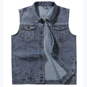 Nuevo Chaleco Vaquero de Moda para Hombre, Transpirable, Color Azul Oscuro, Botones Cubiertos, Servicio OEM - Product Image 1