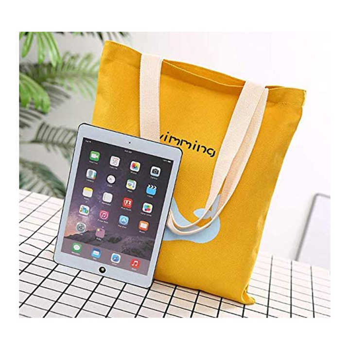 Wholesale Durable Eco Friendly Simple Shopping Canvas Tote Bag Yellow with Your Own Logo Design Printed Cotton Tote Bag