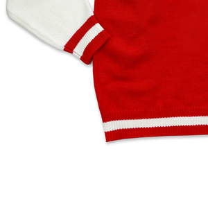 Pull en tricot universitaire à col en V avec broderie de boutons et patch en chenille, imprimé d'hiver, style lettreman - Product Image 5