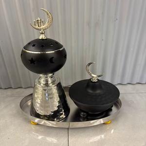 3 Piezas de Quemadores de Incienso Decorativos de Escritorio, Dorados y Negros, con Diseño de Ramadán Mubarak y Eid, Estilo Árabe de Oriente Medio, Metal Ecológico, Artesanía M R - Product Image 3