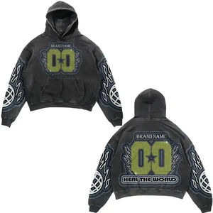 Sweat à capuche surdimensionné tendance personnalisé en coton 100% pour la mode streetwear décontractée, vente en gros, maquette gratuite - Product Image 1