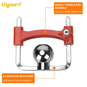 Vypart Heavy-Duty <b>Bar</b> Lock <b>Security</b> for Trailer Hitch Fitted 1-7/8 to 2-5/16 Ball Couplers Red Shackle Set - Product Image 3