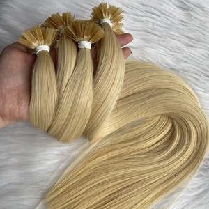 100% cutículas vírgenes alineadas Rubio vietnamita ondas de punta en V grado suave recto largo extensiones de cabello humano crudo - Product Image 5