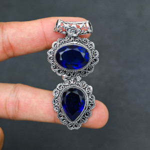 Collier pendentif de luxe en argent 925 avec topaze bleue de Londres - Product Image 1