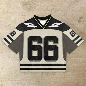 Premium Quality Streetwear Wholesale <b>Mesh</b> American Football Uniforms Custom Crop Men's Oversized Jersey Shirts For All Sizes - Product Image 6